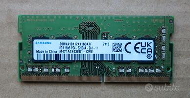 Coppia Sodimm SAMSUNG DDR4 8Gb 3200 totali 16Gb