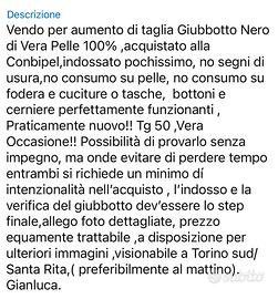 Giubbotto in Vera pelle Pari al Nuovo