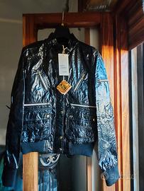 Giubbotto donna bomber lucido nero eskey nuovo 