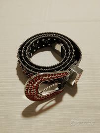 y2k cintura fashion con borchie rossa e nera uomo