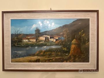 Quadro paesaggio a olio con cascina