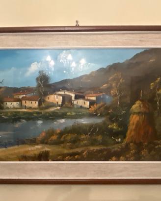 Quadro paesaggio a olio con cascina