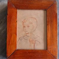 Piccola cornice antica con ritratto / disegno