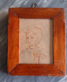 Piccola cornice antica con ritratto / disegno