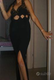Abito da Sera Vintage Alyce Designs Nero con Perli