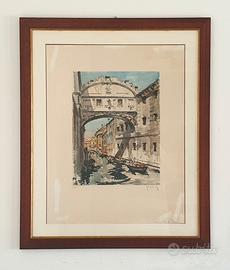 Quadro stampa acquerello Roger Hebbelinck Venezia