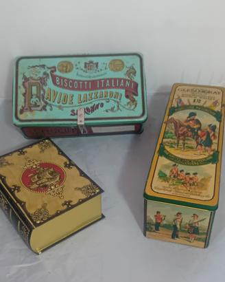 3 scatole in metallo vintage 