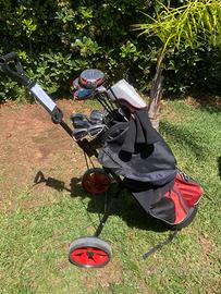 Sacca da golf completa di carrello e mazze