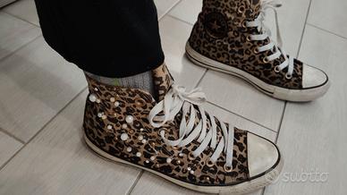Converse All Star Leopardo con Borchie & Perle