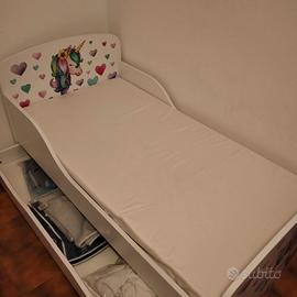 Lettino/comodino/baule giochi tema unicorno