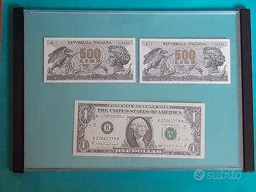 Due banconote Aretusa e una da un dollaro 