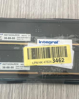 Integral 64GB Kit (2x 32GB ) DDR5 RAM 5600MHz