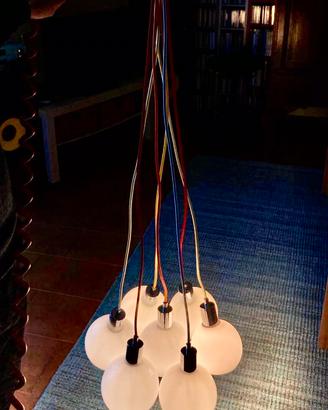 Lampadario a sospensione 5 sfere opale bianco