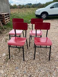 Set di 4 sedie rosse