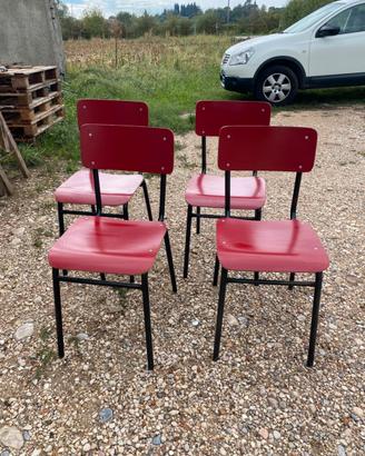 Set di 4 sedie rosse