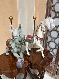 Coppia statue circo elefante e cavallo