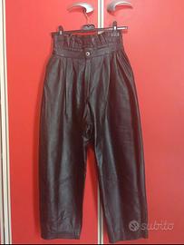 Pantaloni in vera pelle nera