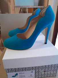 scarpa Décolleté tacco 11 Cavallini turchese