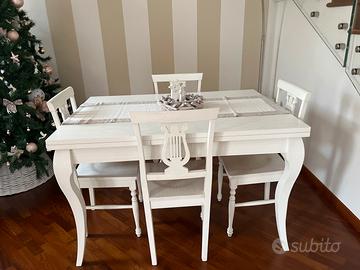 Tavolo e 4 sedie shabby provenzale