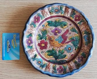 Piatto ceramica artistica di Deruta lavorato mano