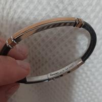 bracciale uomo rigido Zancan acciaio e oro 18k