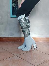 Fiorangelo stivali paillettes e pelle nr 37