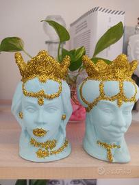 Teste di Moro colore Tiffany e oro glitter 