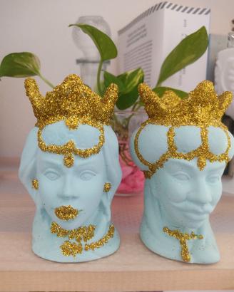 Teste di Moro colore Tiffany e oro glitter 
