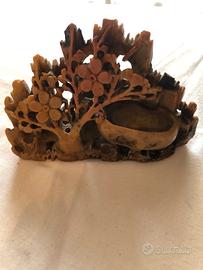 Scultura Cinese Pietra Ollare Intagliata