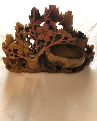 Scultura Cinese Pietra Ollare Intagliata