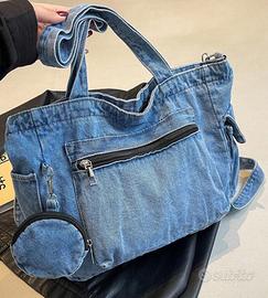 Borsa  borsetta spalla/mano in denim - nuova