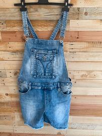 salopette jeans a pantaloncino corto donna