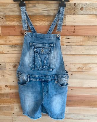 salopette jeans a pantaloncino corto donna