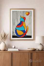 Quadro  Dipinto Gatto con cuore