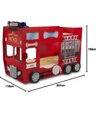 Letto a castello a forma camion pompieri