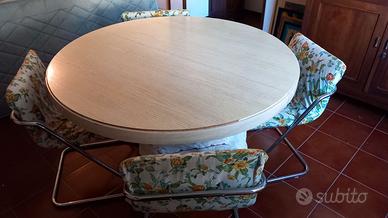 tavolo pranzo bianco legno tondo vintage 4 sedie