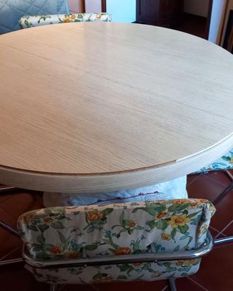 Tavolo pranzo bianco legno tondo vintage 4 sedie