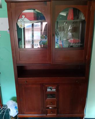 libreria con cassetti e tavolo interno 