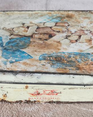 Scatola vintage in latta, biscotti Lazzaroni