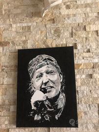 QUADRO DIPINTO A MANO ''VASCO ROSSI '' firmato