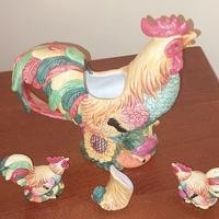 gallo despencer in ceramica + 2  piccoli