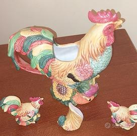 gallo despencer in ceramica + 2  piccoli