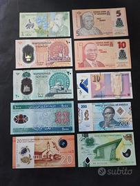 Set collezione 10 banconote in polimero dal mondo 