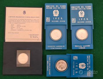 4 Monete argento commemorative 