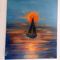 quadro il pescatore sulla barca a vela