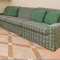 Divano letto 3 posti in tessuto scozzese verde