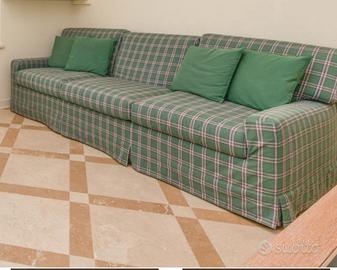Divano letto 3 posti in tessuto scozzese verde
