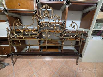 Letto Matrimoniale Vintage in Ottone Dorato