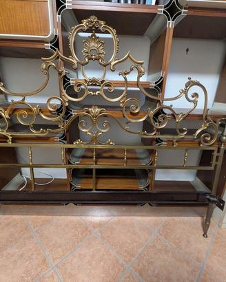 Letto Matrimoniale Vintage in Ottone Dorato