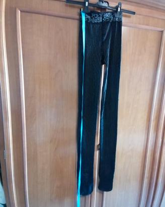 Collant con righe bianche e disegno rose SiSi